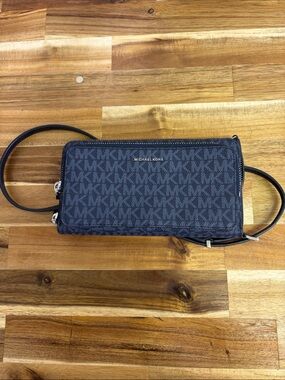 Michael Kors Dark Blue MK Monogram Crossbody Wallet